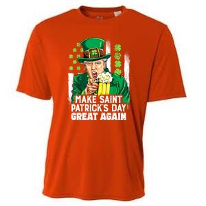 St Patricks Day Trump Make Great Again Funny Leprechaun Gift Cooling Performance Crew T-Shirt