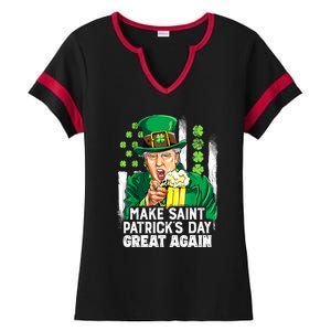 St Patricks Day Trump Make Great Again Funny Leprechaun Gift Ladies Halftime Notch Neck Tee