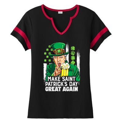 St Patricks Day Trump Make Great Again Funny Leprechaun Gift Ladies Halftime Notch Neck Tee