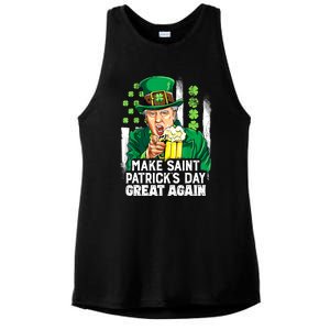 St Patricks Day Trump Make Great Again Funny Leprechaun Gift Ladies PosiCharge Tri-Blend Wicking Tank