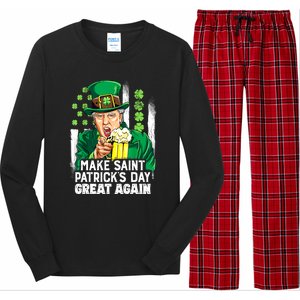 St Patricks Day Trump Make Great Again Funny Leprechaun Gift Long Sleeve Pajama Set