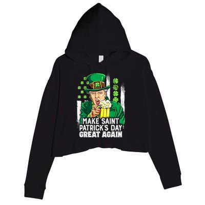 St Patricks Day Trump Make Great Again Funny Leprechaun Gift Crop Fleece Hoodie