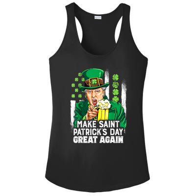 St Patricks Day Trump Make Great Again Funny Leprechaun Gift Ladies PosiCharge Competitor Racerback Tank