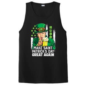 St Patricks Day Trump Make Great Again Funny Leprechaun Gift PosiCharge Competitor Tank