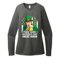 St Patricks Day Trump Make Great Again Funny Leprechaun Gift Womens CVC Long Sleeve Shirt