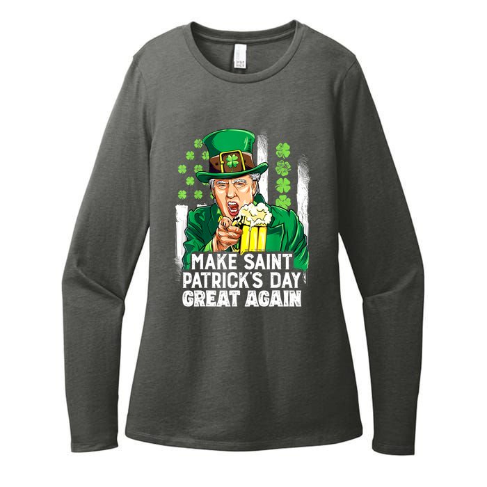 St Patricks Day Trump Make Great Again Funny Leprechaun Gift Womens CVC Long Sleeve Shirt