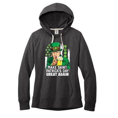 St Patricks Day Trump Make Great Again Funny Leprechaun Gift Women's Fleece Hoodie