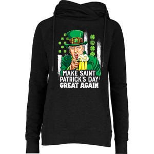 St Patricks Day Trump Make Great Again Funny Leprechaun Gift Womens Funnel Neck Pullover Hood