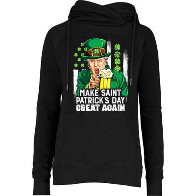 St Patricks Day Trump Make Great Again Funny Leprechaun Gift Womens Funnel Neck Pullover Hood