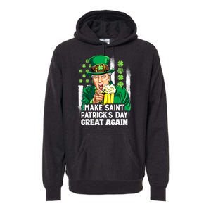 St Patricks Day Trump Make Great Again Funny Leprechaun Gift Premium Hoodie