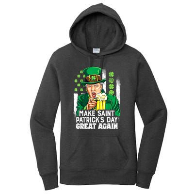 St Patricks Day Trump Make Great Again Funny Leprechaun Gift Women's Pullover Hoodie