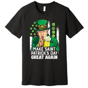 St Patricks Day Trump Make Great Again Funny Leprechaun Gift Premium T-Shirt