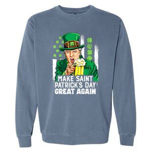 St Patricks Day Trump Make Great Again Funny Leprechaun Gift Garment-Dyed Sweatshirt