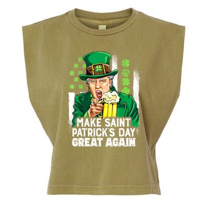 St Patricks Day Trump Make Great Again Funny Leprechaun Gift Garment-Dyed Women's Muscle Tee