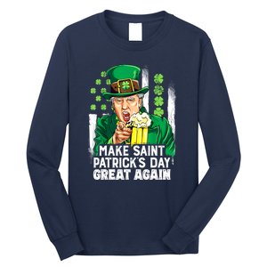 St Patricks Day Trump Make Great Again Funny Leprechaun Gift Long Sleeve Shirt