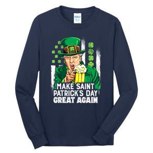 St Patricks Day Trump Make Great Again Funny Leprechaun Gift Tall Long Sleeve T-Shirt