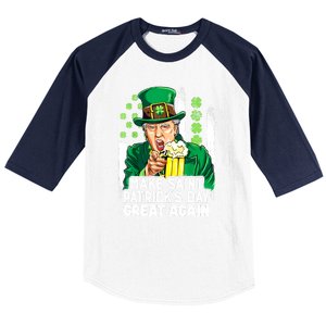 St Patricks Day Trump Make Great Again Funny Leprechaun Gift Baseball Sleeve Shirt