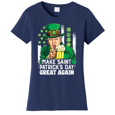 St Patricks Day Trump Make Great Again Funny Leprechaun Gift Women's T-Shirt