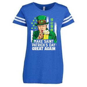 St Patricks Day Trump Make Great Again Funny Leprechaun Gift Enza Ladies Jersey Football T-Shirt