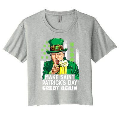 St Patricks Day Trump Make Great Again Funny Leprechaun Gift Women's Crop Top Tee