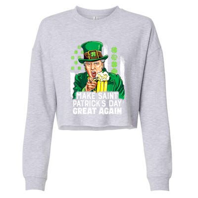 St Patricks Day Trump Make Great Again Funny Leprechaun Gift Cropped Pullover Crew