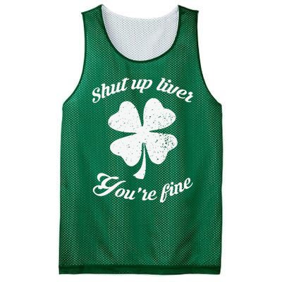 St Patricks Day Shamrock Lover Beer Drinking Shut Up Liver Youre Fine Gift Mesh Reversible Basketball Jersey Tank