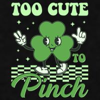 St Patricks Day Too Cute To Pinch Retro Cartoon Shamrock Clover Ladies PosiCharge Tri-Blend Wicking Tank