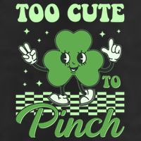 St Patricks Day Too Cute To Pinch Retro Cartoon Shamrock Clover 7 Panel Mesh Trucker Snapback Hat