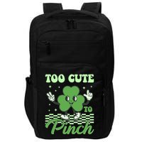St Patricks Day Too Cute To Pinch Retro Cartoon Shamrock Clover Impact Tech Backpack