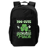 St Patricks Day Too Cute To Pinch Retro Cartoon Shamrock Clover Backpack