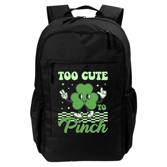 St Patricks Day Too Cute To Pinch Retro Cartoon Shamrock Clover Backpack