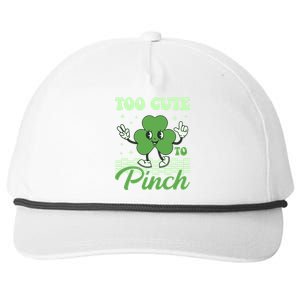 St Patricks Day Too Cute To Pinch Retro Cartoon Shamrock Clover Snapback Five-Panel Rope Hat