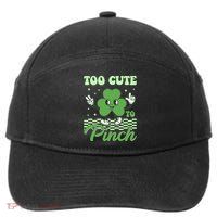 St Patricks Day Too Cute To Pinch Retro Cartoon Shamrock Clover 7-Panel Snapback Hat