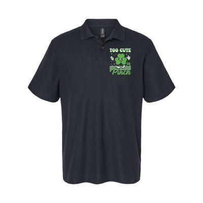 St Patricks Day Too Cute To Pinch Retro Cartoon Shamrock Clover Polo