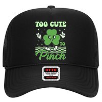 St Patricks Day Too Cute To Pinch Retro Cartoon Shamrock Clover Hat