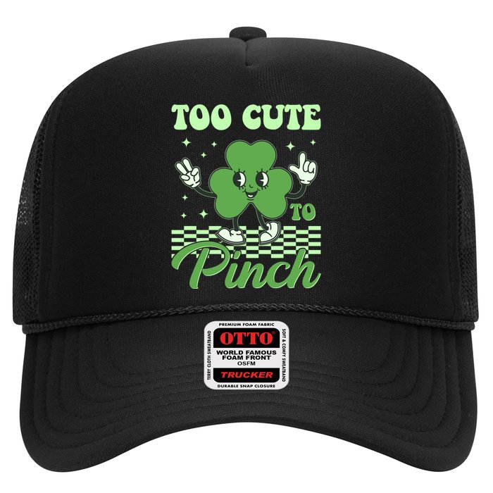 St Patricks Day Too Cute To Pinch Retro Cartoon Shamrock Clover Hat