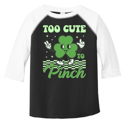 St Patricks Day Too Cute To Pinch Retro Cartoon Shamrock Clover Toddler Fine Jersey T-Shirt