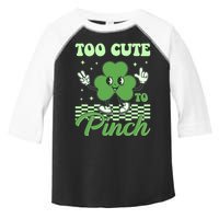 St Patricks Day Too Cute To Pinch Retro Cartoon Shamrock Clover Toddler Fine Jersey T-Shirt