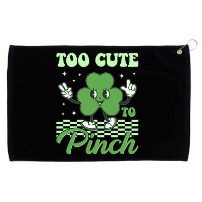 St Patricks Day Too Cute To Pinch Retro Cartoon Shamrock Clover Grommeted Golf Towel