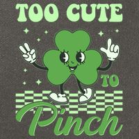 St Patricks Day Too Cute To Pinch Retro Cartoon Shamrock Clover Cotton Canvas Backpack