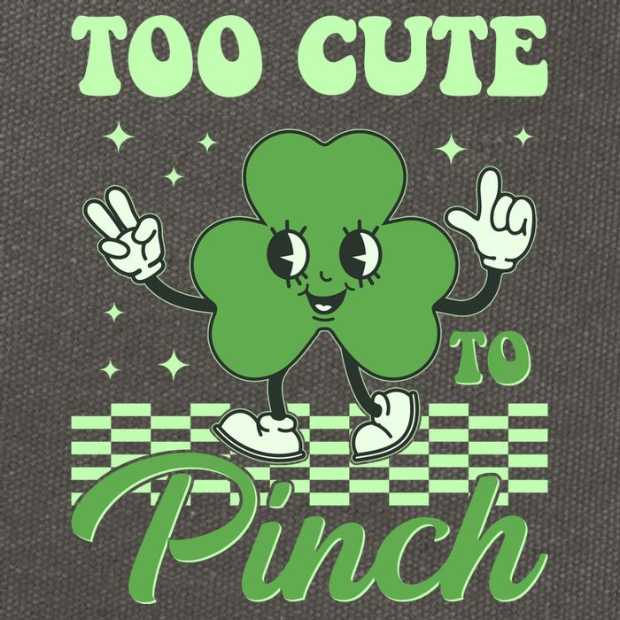 St Patricks Day Too Cute To Pinch Retro Cartoon Shamrock Clover Cotton Canvas Backpack