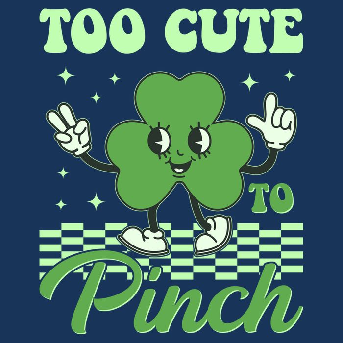 St Patricks Day Too Cute To Pinch Retro Cartoon Shamrock Clover Infant Baby Jersey Bodysuit