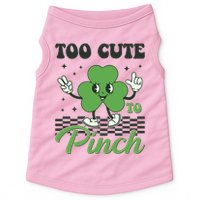 St Patricks Day Too Cute To Pinch Retro Cartoon Shamrock Clover Doggie Tank