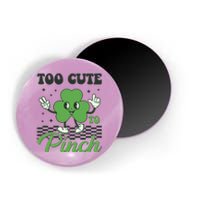 St Patricks Day Too Cute To Pinch Retro Cartoon Shamrock Clover Magnet