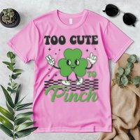 St Patricks Day Too Cute To Pinch Retro Cartoon Shamrock Clover Premium T-Shirt