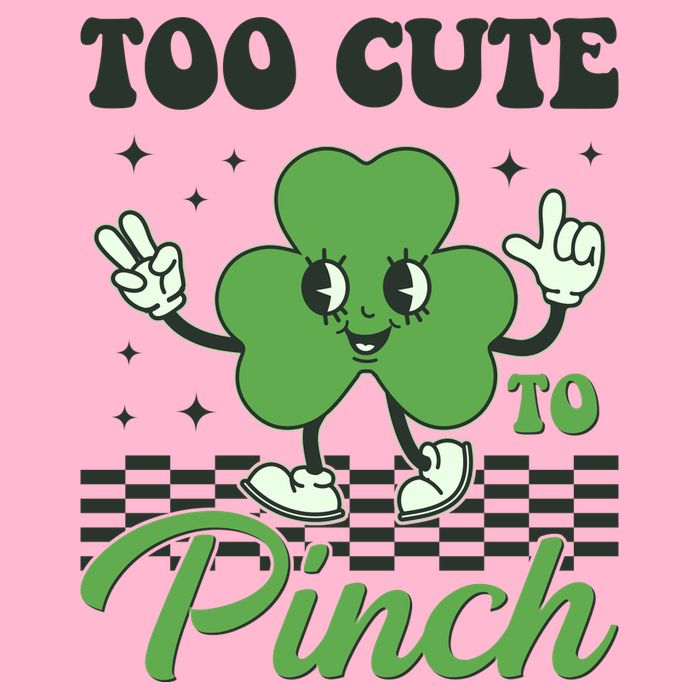 St Patricks Day Too Cute To Pinch Retro Cartoon Shamrock Clover Premium T-Shirt