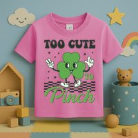 St Patricks Day Too Cute To Pinch Retro Cartoon Shamrock Clover Toddler T-Shirt