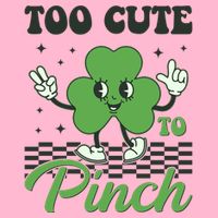 St Patricks Day Too Cute To Pinch Retro Cartoon Shamrock Clover Kids T-Shirt
