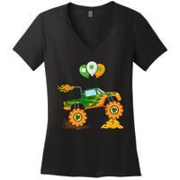 Saint Patrick's Day Fun Monster Truck For Women's V-Neck T-Shirt