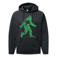 St Patricks Day Bigfoot Irish Sasqautch Saint Paddy's Gift Performance Fleece Hoodie